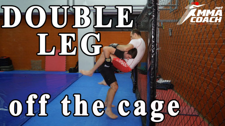 Double leg takedown off the cage