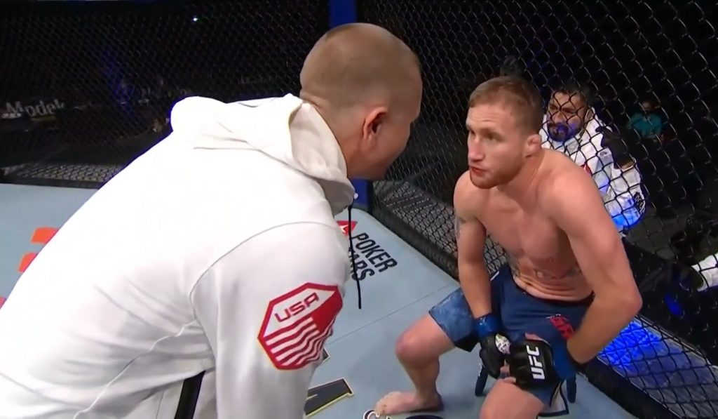 In between rounds - Trevor Wittman and Justin Gaethje